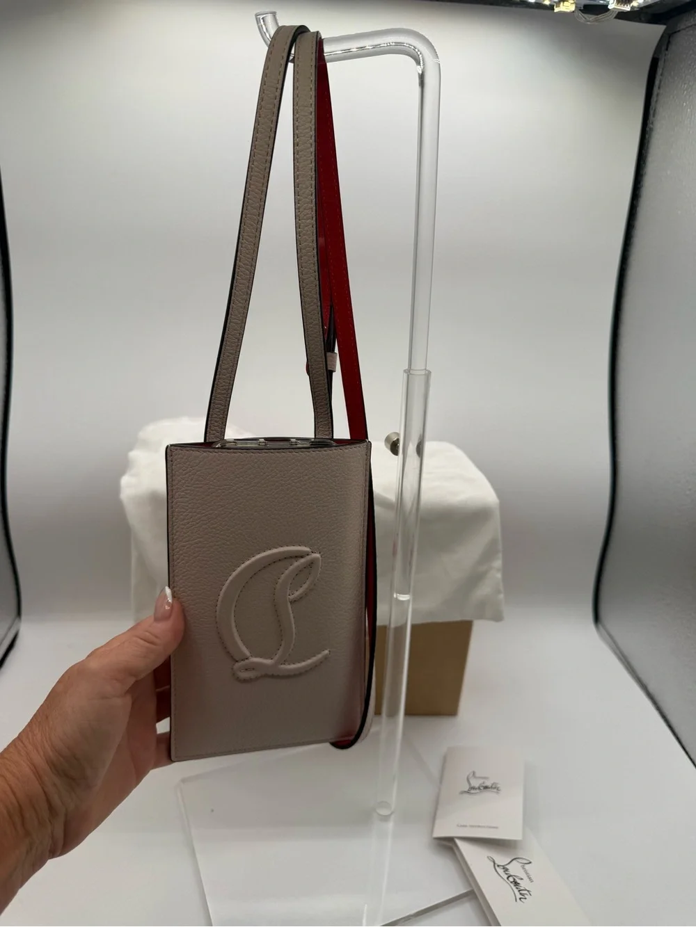 NWT full inclusion Christian louboutin leather by my side phone pouch